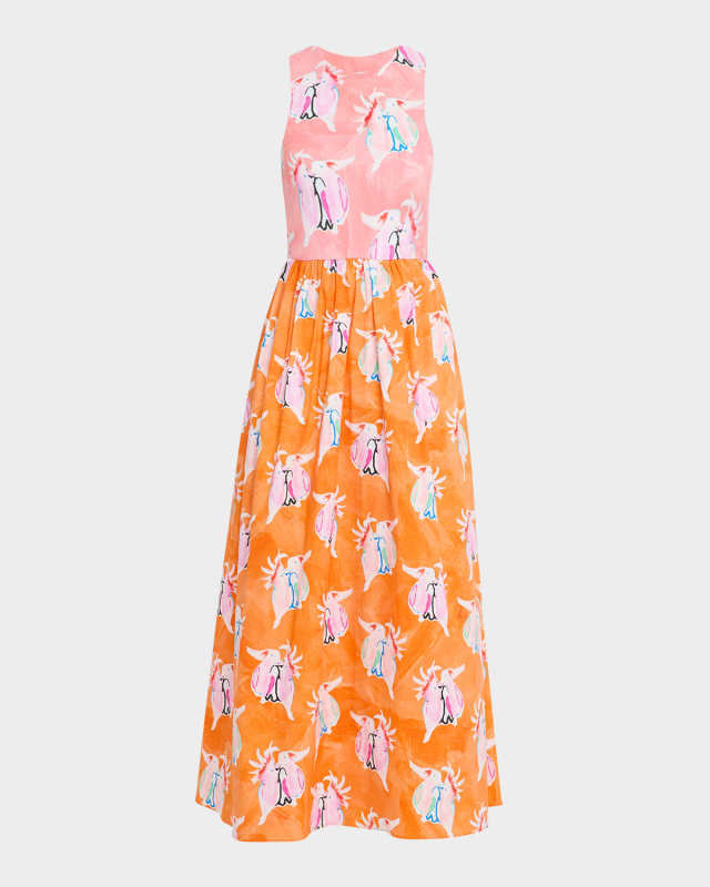 Reese Sleeveless Two-Tone Maxi Dress